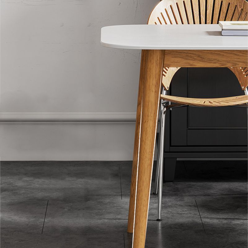 Mesa rectangular moderna de piedra sinterizada con patas de madera para el hogar