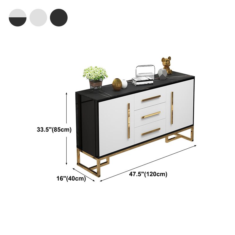 Pierre de pierre glamour et en bois 47,5 "L Buffet de cuisine buffet avec tiroirs et rangement