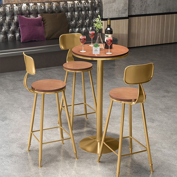 Glam Style Iron Bar Table Round Top Indoor Pedestal Bistro Table 23"W x 41"H Clearhalo 'Bar Furniture' 'Bar Tables' 'bar_tables' 'furn' 'furn_bar_tables' 'Furniture' 'Kitchen & Dining Furniture' 1200x1200_6722025d-4e35-470e-9eda-d1256acacef4