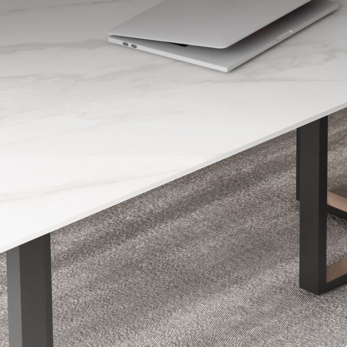 Rectangle Double Pedestal Industrial Table Fixed Table with Sintered Stone Clearhalo ' dining_table' 'Dining Tables & Seating' 'Dining Tables' 'furn' 'furn_dining_table' 'Furniture' 'furniture_dining_table' 'Kitchen & Dining Furniture' 'kitchen&dining_furn' 'kitchen' 'kitchen_dining_table' 1200x1200_6722aef4-f4e6-498b-a8d4-6926a4db6ffa