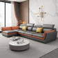 Faux Leather Sectional with Flared Arm for Four People 133.86" Wide