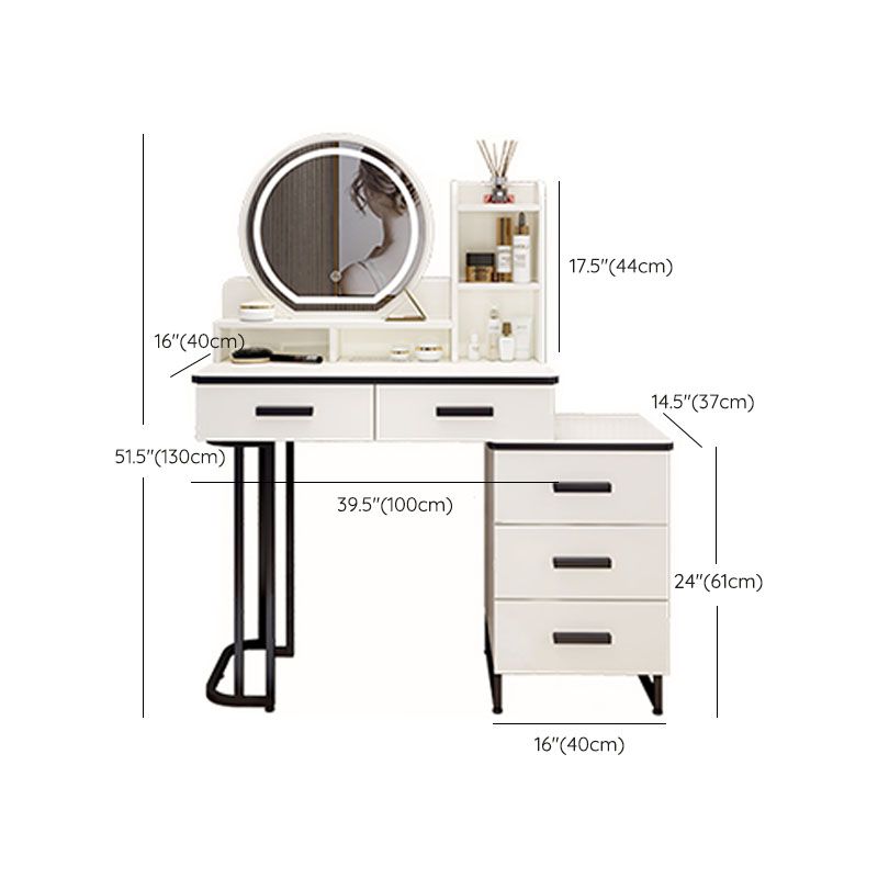 White Mirrored Vanity Bedroom Make-up Vanity Table Set with 5 Drawers Clearhalo 'Bedroom Furniture' 'furn' 'furn_makeup_vanities' 'Furniture' 'Makeup Vanities' 'makeup_vanities' 1200x1200_67252ddc-8c4d-43ff-ace5-d0a931f5b503