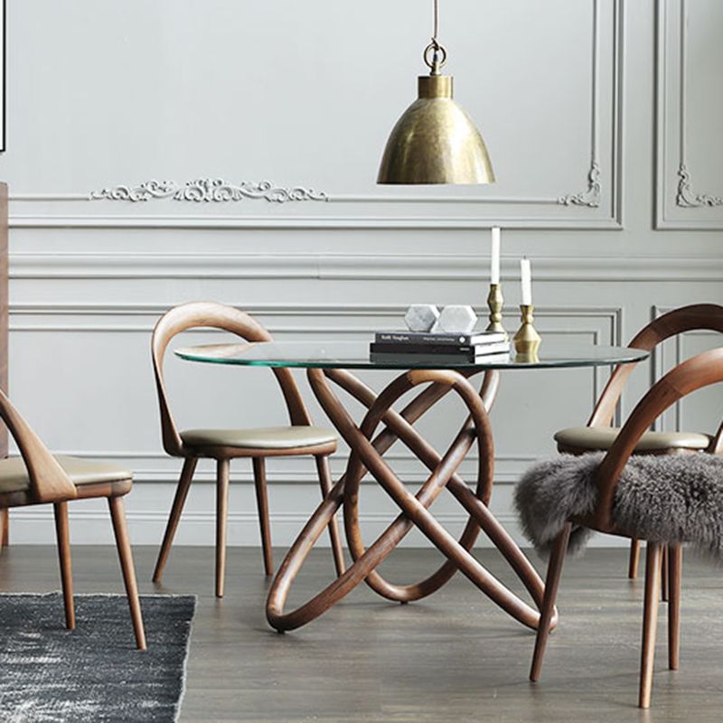 Modern Round Glass Clear Top Dining Table with Single Pedestal Clearhalo 'Dining Tables & Seating' 'Dining Tables' 'dining_table' 'furn' 'furn_dining_table' 'Furniture' 'Kitchen & Dining Furniture' 1200x1200_67254765-328e-401f-b430-db5baf67ca9a