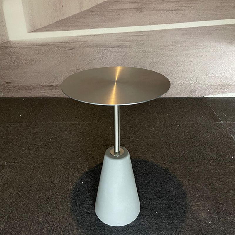 Contemporary Round Steel Top Sofa Side Table Concrete Pedestal End Table