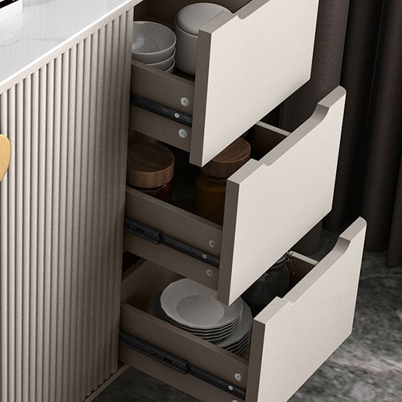 Glam Style Dining Buffet Stone Sideboard Table with Cabinets Clearhalo 'buffet_sideboard' 'Buffets & Sideboards' 'furn' 'furn_buffet_sideboard' 'Furniture' 'Kitchen & Dining Furniture' 1200x1200_672762d4-0cdf-4700-9739-35ffb06b6bdf