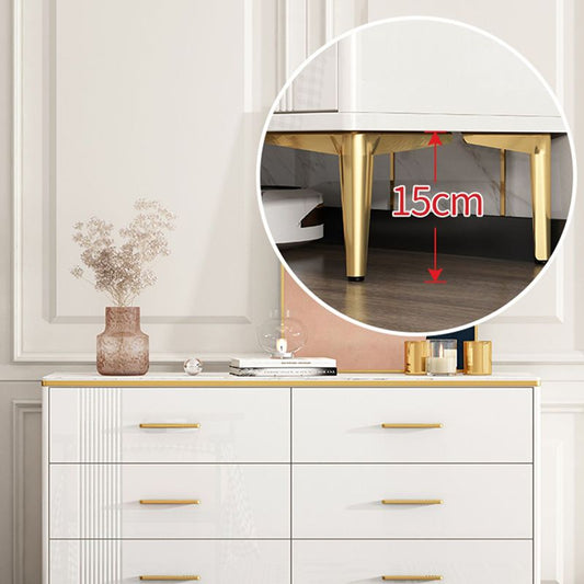 Contemporary Glam Stone Storage Chest Home Chest in White with Drawers