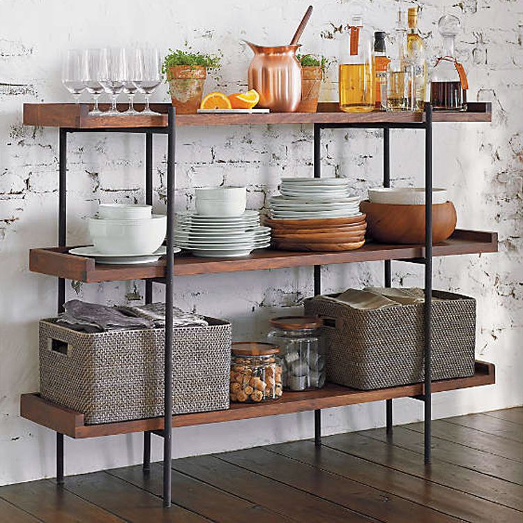 Modern Solid Wood Bookshelf Brown Etagere Open plank Verticale boekenkast