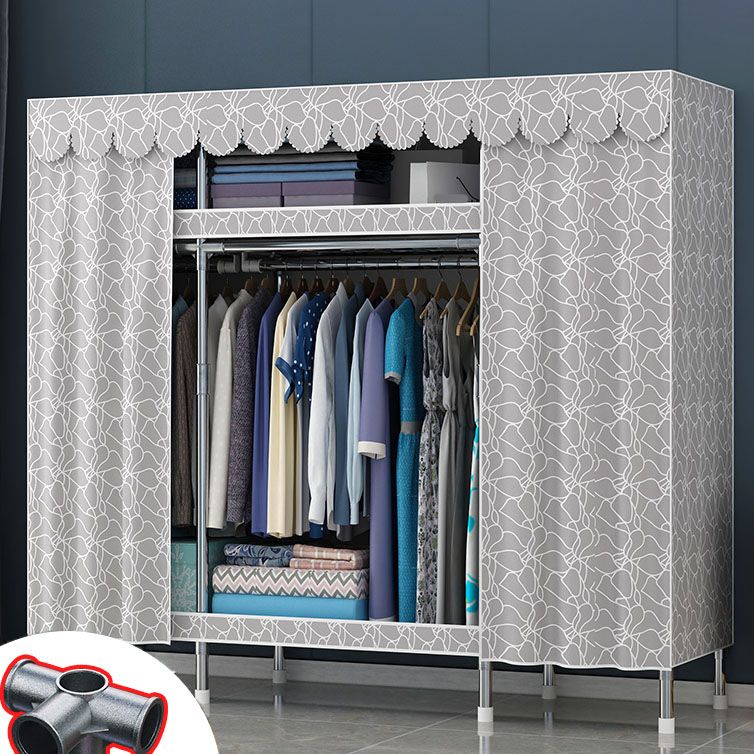 Contemporary Style Steel Wardrobe 2 Shelves Wardrobe Closet for Home