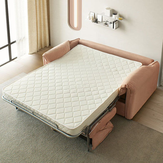 Modernes Kunstledersofa -Bett rosa Kissen Top Arm Sofa für Wohnzimmer