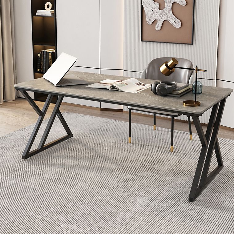 Zeitgenössischer Stil rechteckiger Schreibtisch Stein Schlitten Basis Büro Schreibtisch