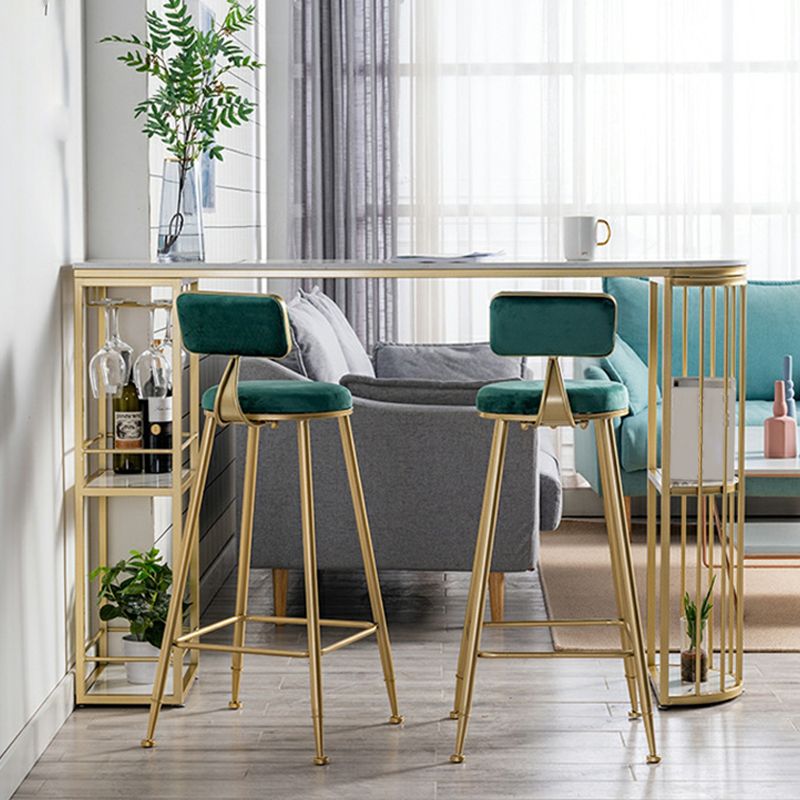 Glam Iron Bistro Table White Faux Marble Top Indoor Bar Dining Table with 2-Shelf Clearhalo 'Bar Furniture' 'Bar Tables' 'bar_tables' 'furn' 'furn_bar_tables' 'Furniture' 'furniture_bar_tables' 'Kitchen & Dining Furniture' 1200x1200_672e85b3-1b0d-4e0b-b5b8-95bab19acbee