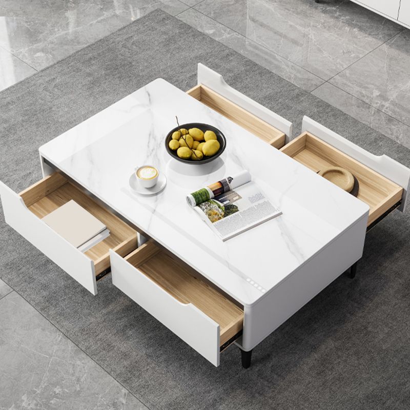 4 Legs Coffee Cocktail Table with 4 Storage Drawers Slate Top Clearhalo 'Coffee & Accent Tables' 'Coffee Tables' 'coffee_tables' 'furn' 'furn_coffee_tables' 'Furniture' 'Living Room Furniture' 1200x1200_672ed76f-f49f-4616-8455-b511d4d23c09