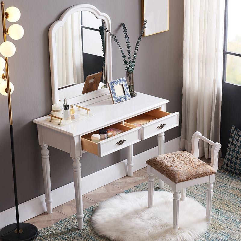 29,9 "hoher 2-DRAWER-Vanity Make-up-Tisch Set Victorian Wood Dresser in Weiß