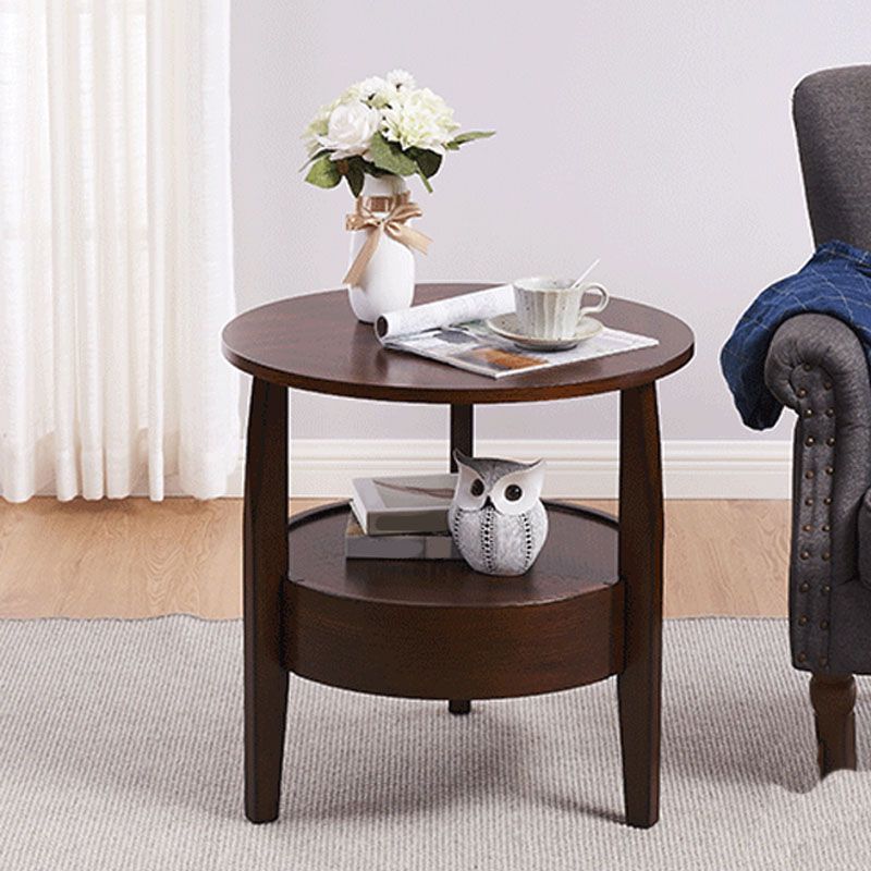 Traditional Round Wooden Top Side Table 3 Legs End Table with Storage Clearhalo 'Coffee & Accent Tables' 'End & Side Tables' 'end_side_tables' 'furn' 'furn_end_side_tables' 'Furniture' 'Living Room Furniture' 1200x1200_67308c6f-d1a3-4310-be09-a3b87685cd9f