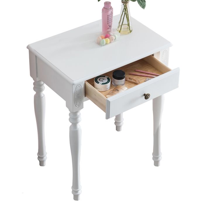 Scatola di stoccaggio tradizionale in legno di gomma 1 cassetto tavolo da vanità