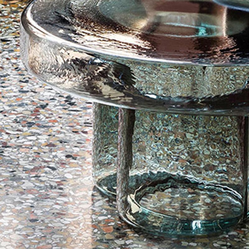 Tabella di accento laterale in vetro rotondo contemporaneo tavolo laterale.