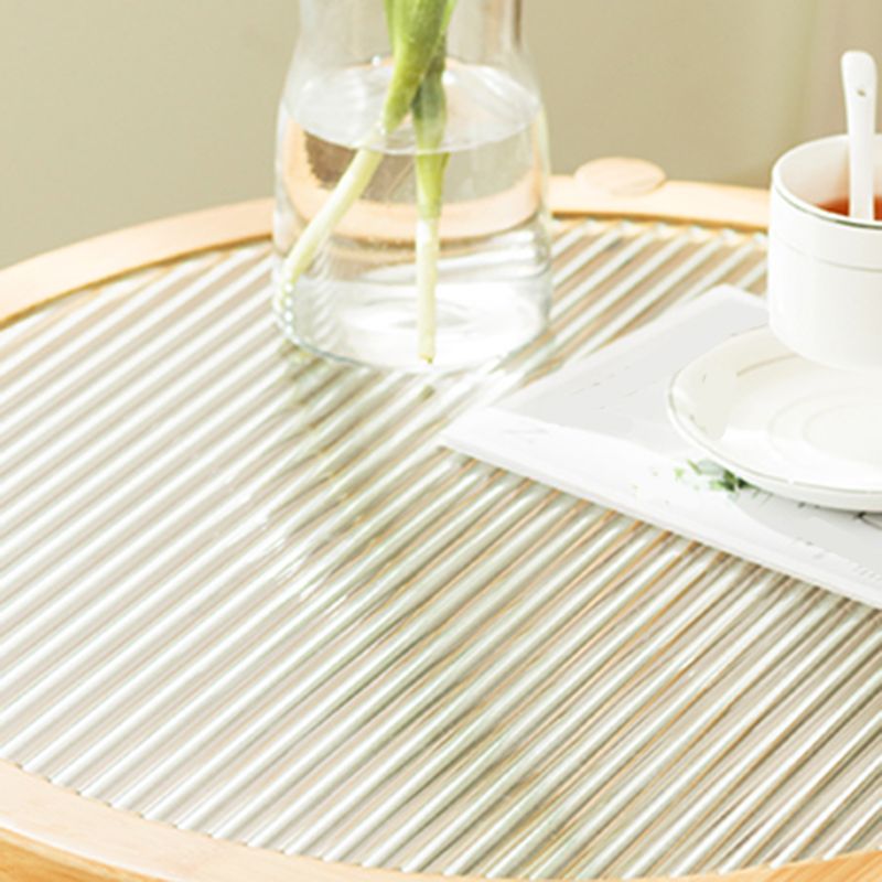 Tropical Glass Top Coffee Table Round Single Coffee Cocktail Table with Storage Shelf Clearhalo 'Coffee & Accent Tables' 'Coffee Tables' 'coffee_tables' 'furn' 'furn_coffee_tables' 'Furniture' 'Living Room Furniture' 1200x1200_67323d19-32be-48e4-868f-4c6d2a258f3d