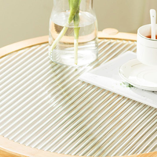 Mesa de café de top de vidrio tropical redonda de mesa de café con un solo café con estante de almacenamiento