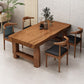 Mesa de comedor rectangular con pedestal doble, mesa moderna de madera de pino para uso en cocina