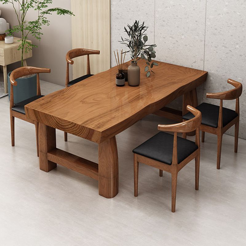 Mesa de comedor rectangular con pedestal doble, mesa moderna de madera de pino para uso en cocina