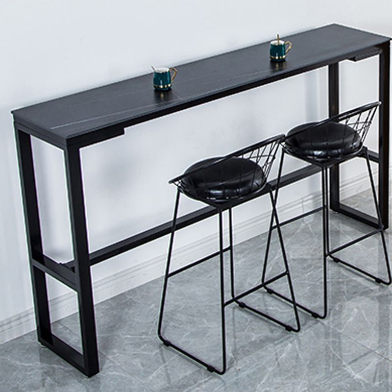 Contemporary Bar Dining Table Indoor Rectangle Bar Table with Iron Base Clearhalo 'Bar Furniture' 'Bar Tables' 'bar_tables' 'Furniture' 'furniture_bar_tables' 'Kitchen & Dining Furniture' 'kitchen&dining_furn' 'kitchen' 1200x1200_67358ccb-67f4-4fbc-82f0-569c9d868b88