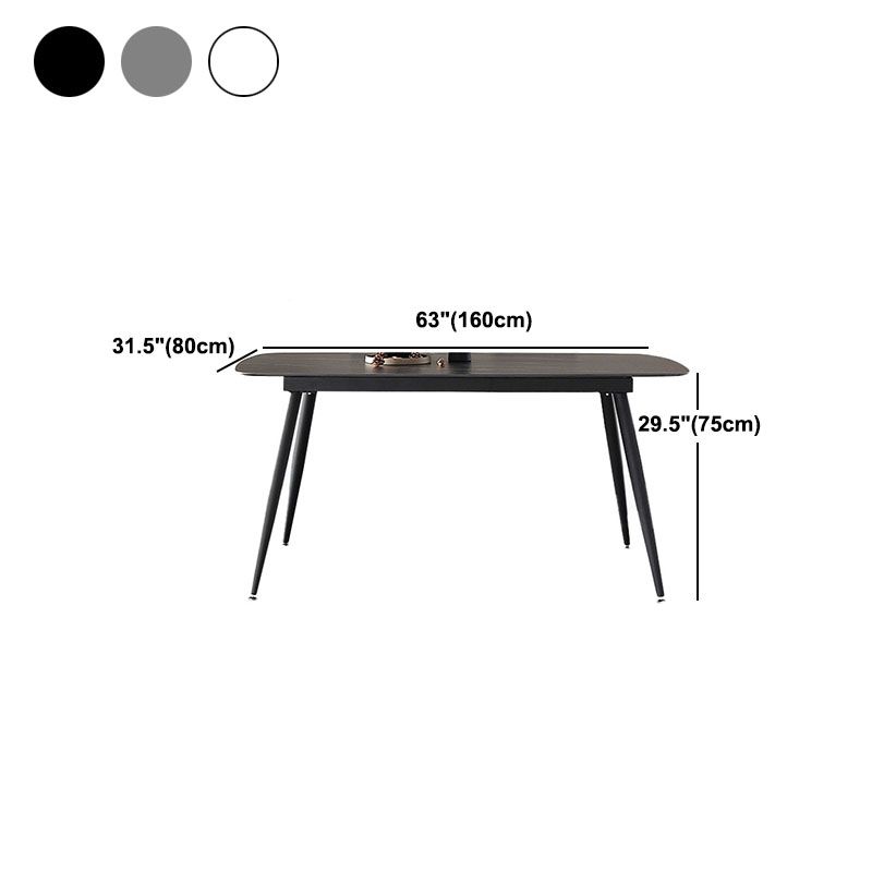 Black Metal Frame Industrial Rectangle Dining Table Sintered Stone Table for Home Clearhalo 'Dining Tables & Seating' 'Dining Tables' 'dining_table' 'furn' 'furn_dining_table' 'Furniture' 'Kitchen & Dining Furniture' 1200x1200_6738929e-7241-438f-b0c3-4f054902f3a2
