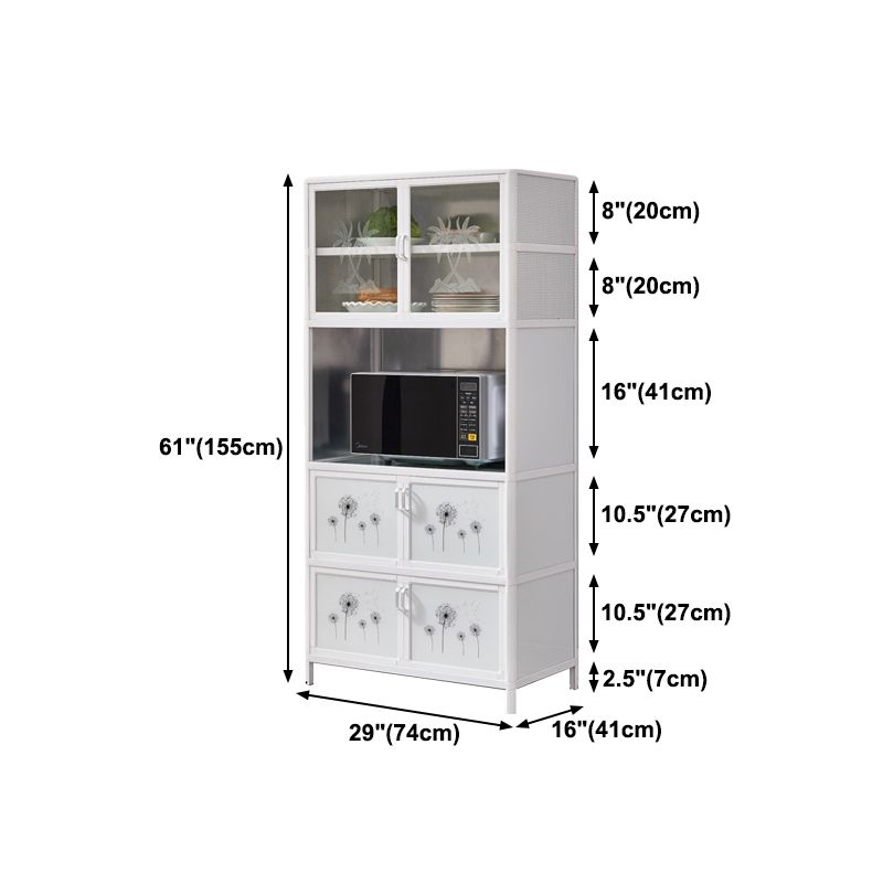 Metal Kitchen Open Storage Buffet Sideboard White Glass Doors Side Board Clearhalo 'buffet_sideboard' 'Buffets & Sideboards' 'furn' 'furn_buffet_sideboard' 'Furniture' 'furniture_buffet_sideboard' 'Kitchen & Dining Furniture' 1200x1200_673a8861-f09b-4259-b536-a3615ccb4262