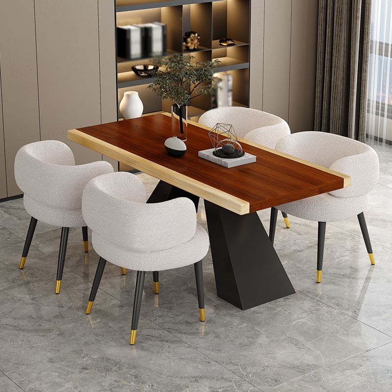 Modern Style Dining Table Solid Wood Rectangle Table with Black Base Clearhalo 'Dining Tables & Seating' 'Dining Tables' 'dining_table' 'furn' 'furn_dining_table' 'Furniture' 'Kitchen & Dining Furniture' 1200x1200_673a9a1e-e4cb-4e8c-b630-e274e7edaa82