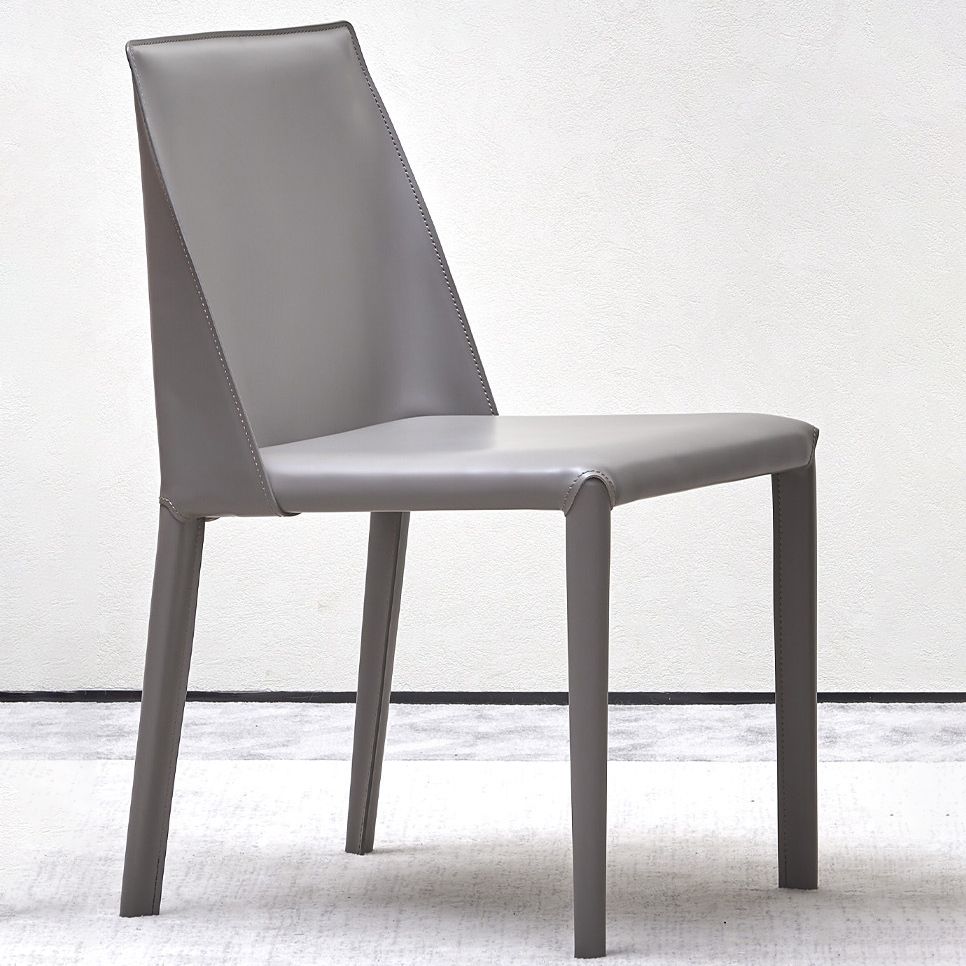Sillas de comedor sin brazo de cuero sintética silla de comedor moderna para casa