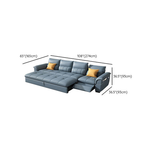 Stainless Steel Blue Genuine Leather Living Room Flared Arm Sofa Clearhalo 'furn' 'furn_sofas' 'Furniture' 'Living Room Furniture' 'Sofa' 'sofas' 1200x1200_674581b7-3565-4832-a8d7-2b249932d11f