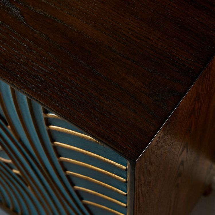 Scaffali regolabili in stile glam credenza a buffet in legno massiccio con porte