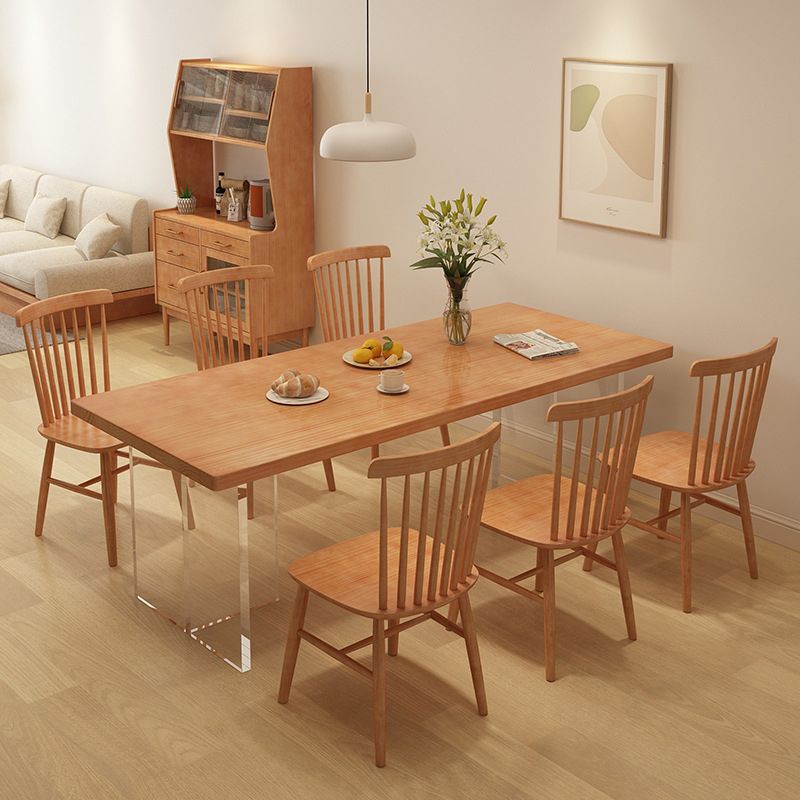 Rectangle Acrylic Base Dining Table Medieval Modern Style Wood Table for Kitchen Clearhalo 'Dining Tables & Seating' 'Dining Tables' 'dining_table' 'furn' 'furn_dining_table' 'Furniture' 'Kitchen & Dining Furniture' 1200x1200_674a608c-aa6b-4337-86a1-5cd17ebf59bb