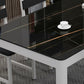 Metal Modern Rectangle Indoor Table Glass Top Table for Dining Room and Kitchen Clearhalo 'Dining Tables & Seating' 'Dining Tables' 'dining_table' 'furn' 'furn_dining_table' 'Furniture' 'Kitchen & Dining Furniture' 1200x1200_674b1e7b-350a-4fe3-80c8-8f69cf755f51