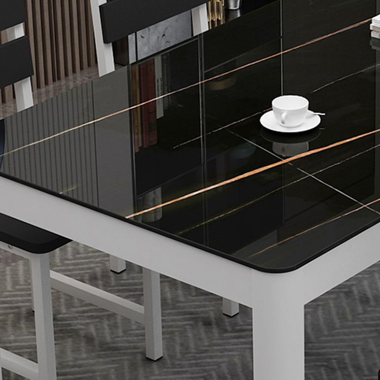 Metal Modern Rectangle Indoor Table Glass Top Table for Dining Room and Kitchen Clearhalo 'Dining Tables & Seating' 'Dining Tables' 'dining_table' 'furn' 'furn_dining_table' 'Furniture' 'Kitchen & Dining Furniture' 1200x1200_674b1e7b-350a-4fe3-80c8-8f69cf755f51
