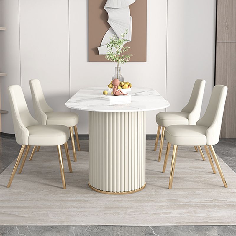 Moderner Esstisch mit Doppelsäule, Steintisch für Esszimmer und Küche