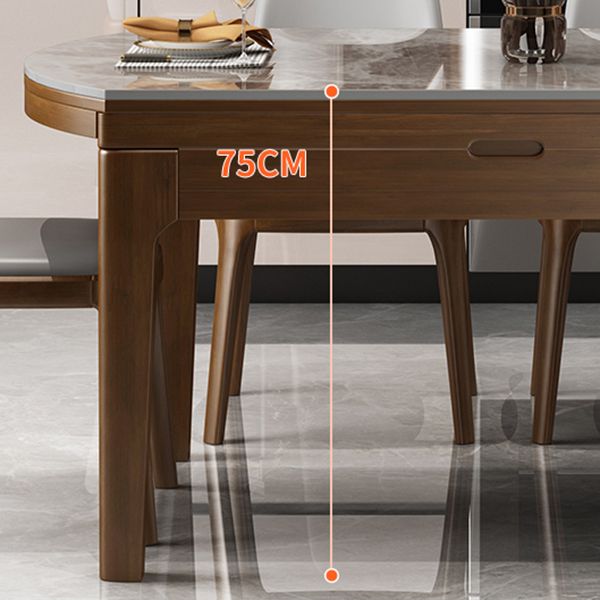 Sintered Stone Dining Table Round Dinner Table with Rubberwood Frame for Dining Room