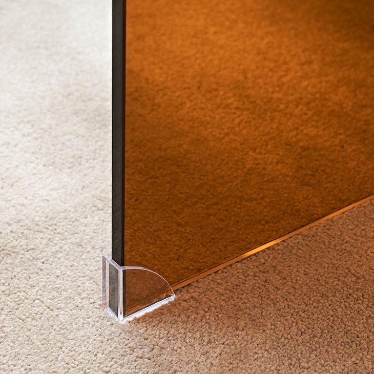 29 "H Bureau d'écriture contemporain Bureau de bureau brun en verre rectangulaire