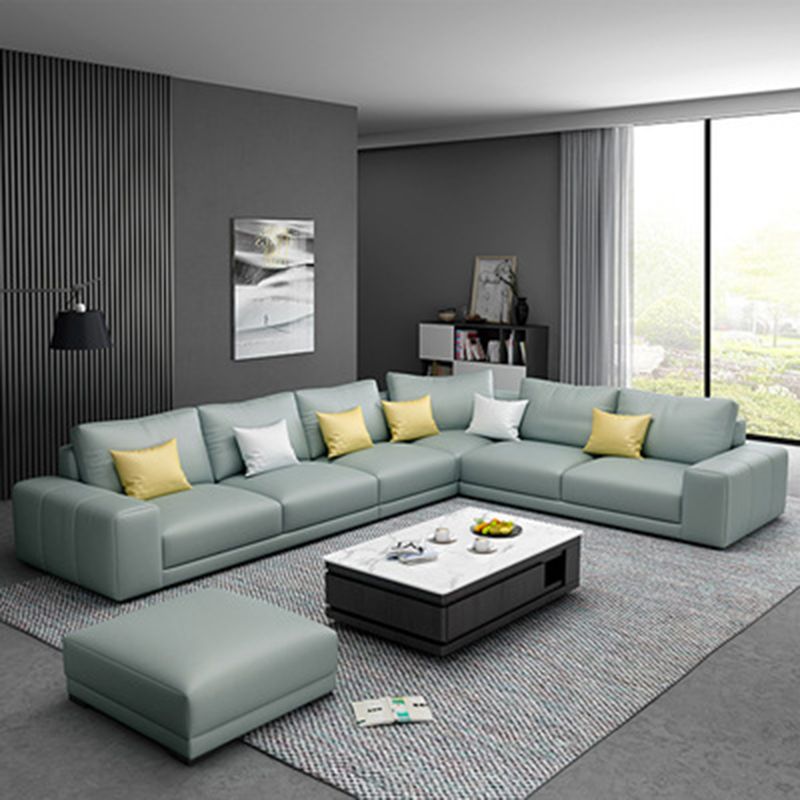 Contemporary Right Hand Facing Sectional Faux Leather Corner Sofa with Ottoman Clearhalo 'furn' 'furn_sectionals' 'Furniture' 'furniture_sectionals' 'Living Room Furniture' 'Sectionals' 1200x1200_674fc19d-8ed9-4139-a4f2-15a2a1d245c6