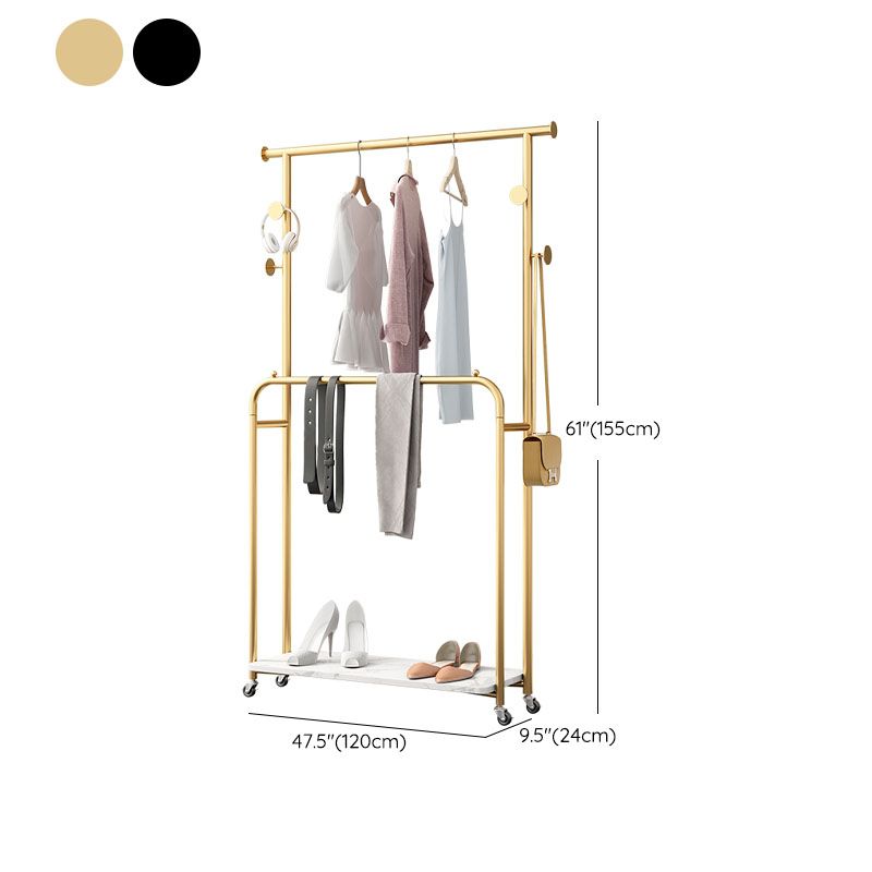 Glam Entryway Kit 2 Hanging Rails Lower Shelf and Hooks Coat Hanger Clearhalo 'Entry & Mudroom Furniture' 'furn' 'furn_hall_tree_coat_racks' 'Furniture' 'Hall Trees & Coat Racks' 'hall_tree_coat_racks' 1200x1200_674fd977-974d-449d-bbd4-60680c3bd89f