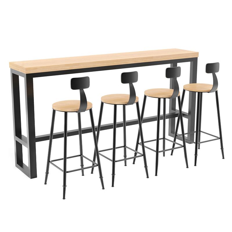 Pine Wood Bar Table Industrial Bar Dining Table with Trestle Base in Black Clearhalo 'Bar Furniture' 'Bar Tables' 'bar_tables' 'furn' 'furn_bar_tables' 'Furniture' 'furniture_bar_tables' 'Kitchen & Dining Furniture' 1200x1200_67511b23-94b5-4693-a2fd-69785305bbfa