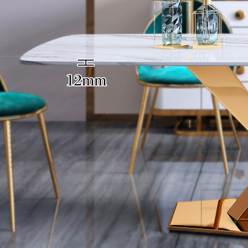 グラムスタイルの石造りの家具1/5/7/9/PCS布張りの椅子付きの長方形のダイナーテーブル