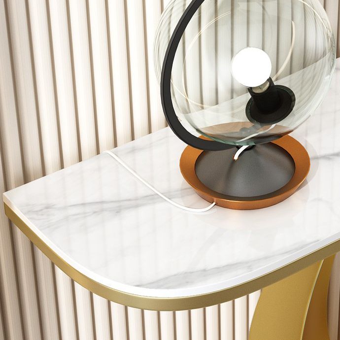 Contemporary Console Accent Table Antique Finish Half Moon Console Sofa Table in Stone Clearhalo 'Console Tables' 'console_tables' 'Entry & Mudroom Furniture' 'furn' 'furn_console_tables' 'Furniture' 1200x1200_675383cc-df5d-4b0a-acfb-63186187b1f6