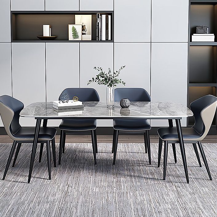 Sintered Stone Dining Table Industrial Style Black 4 Legs Base Rectangle Table for Dining Room Clearhalo ' dining_table' 'Dining Tables & Seating' 'Dining Tables' 'furn' 'furn_dining_table' 'Furniture' 'furniture_dining_table' 'Kitchen & Dining Furniture' 'kitchen&dining_furn' 'kitchen' 'kitchen_dining_table' 1200x1200_6755c837-3d1e-4f19-b8e4-543198ac3d48