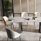 Contemporary Furniture Rectangle Stone Dining Room Table in White
