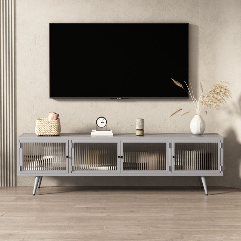 Modern Metal TV Media Stand Enclosed Storage TV Console with Doors for Living Room Clearhalo 'furn' 'furn_tv_stands_entertainment_centers' 'Furniture' 'Living Room Furniture' 'TV Stands & Entertainment Centers' 'TV Stands & Media Storage Furniture' 'tv_stands_entertainment_centers' 1200x1200_675726a8-1ef0-49d3-92ee-8bff283739a4