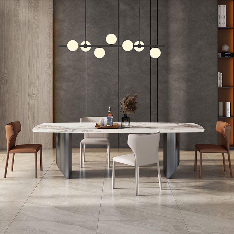 Eigentijdse stijl 1/3/4/6/7/8 stukken eetstoelen voor rechthoekige stenen meubels in grijs