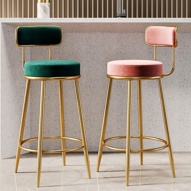 Glam Armless Backrest Counter Stool Iron Counter Stool with Cushion and Pedal Clearhalo 'Bar Furniture' 'Bar Stools' 'bar_stools' 'furn' 'furn_bar_stools' 'Furniture' 'Kitchen & Dining Furniture' 1200x1200_675893e7-73bc-43b7-bcfb-9ec80d254100