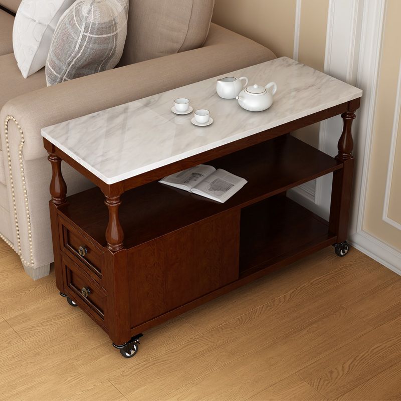 Rectangular Side Table Traditional Glossy End Table with Drawer and Shelf Clearhalo 'Coffee & Accent Tables' 'End & Side Tables' 'end_side_table' 'end_side_tables' 'furn' 'furn_end_side_tables' 'Furniture' 'furniture_end_side_table' 'Living Room Furniture' 1200x1200_675956c6-e7ee-49bd-ad9f-1fe7ad40872a
