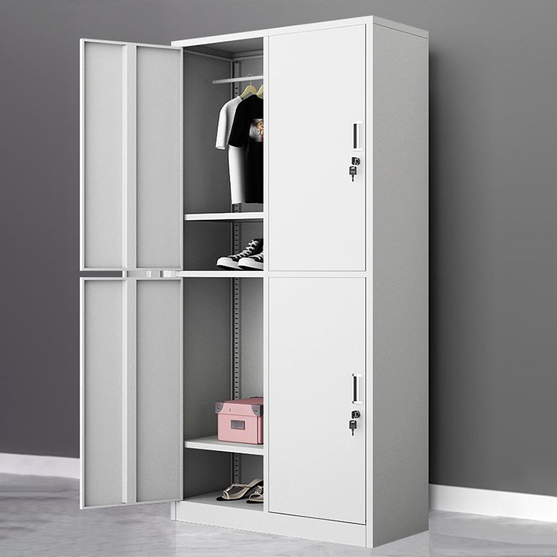 Contemporary Wardrobe White Colour Steel Wardrobe Closet with Doors Clearhalo 'Armoires & Wardrobes' 'armoires_wardrobes' 'Bedroom Furniture' 'furn' 'furn_armoires_wardrobes' 'Furniture' 1200x1200_675c94da-9576-4ace-aa4d-bf8d459f2ba3