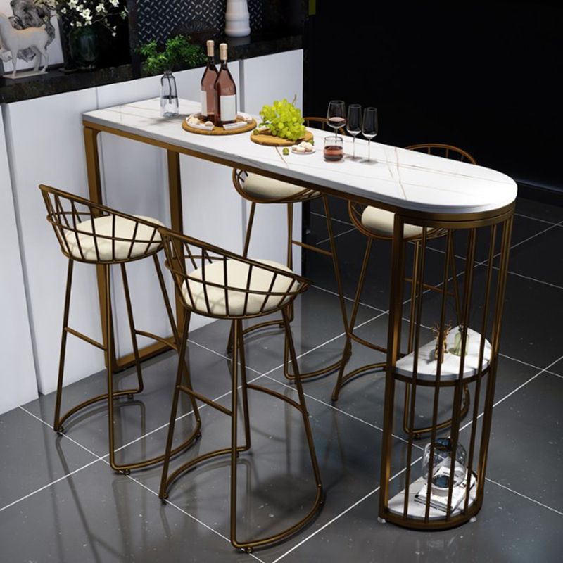 Modern Style Bar Table 42-inch Height Stone Top Bistro Table with Storage Shelf Clearhalo 'Bar Furniture' 'Bar Tables' 'bar_tables' 'furn' 'furn_bar_tables' 'Furniture' 'furniture_bar_tables' 'Kitchen & Dining Furniture' 1200x1200_675dbdf0-cb46-49f1-bd5e-63549e40a67c